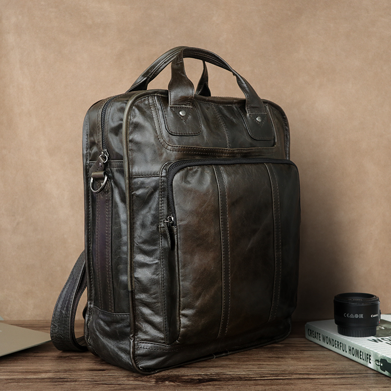头层牛皮双肩包男商务休闲手提包单肩斜挎包新潮男真皮背包旅行包