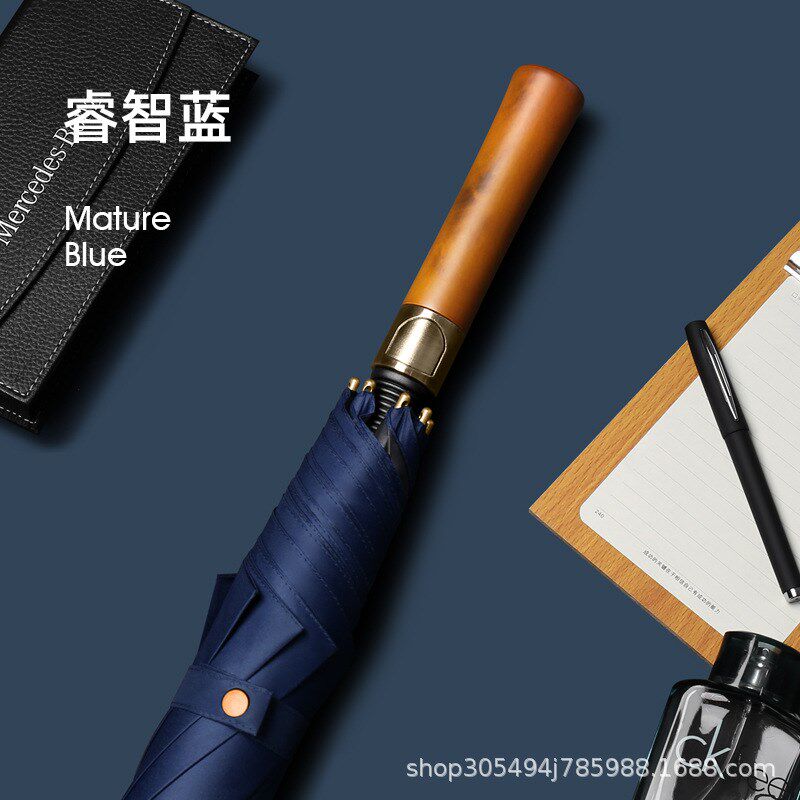 商务自动雨伞木柄黑胶易开收长柄伞男式黑胶太阳伞广告直杆礼品伞