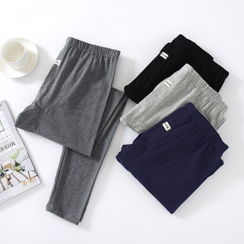 精品秋裤男单件高腰纯棉简约修身薄款弹力加肥加大码线裤保暖衬裤