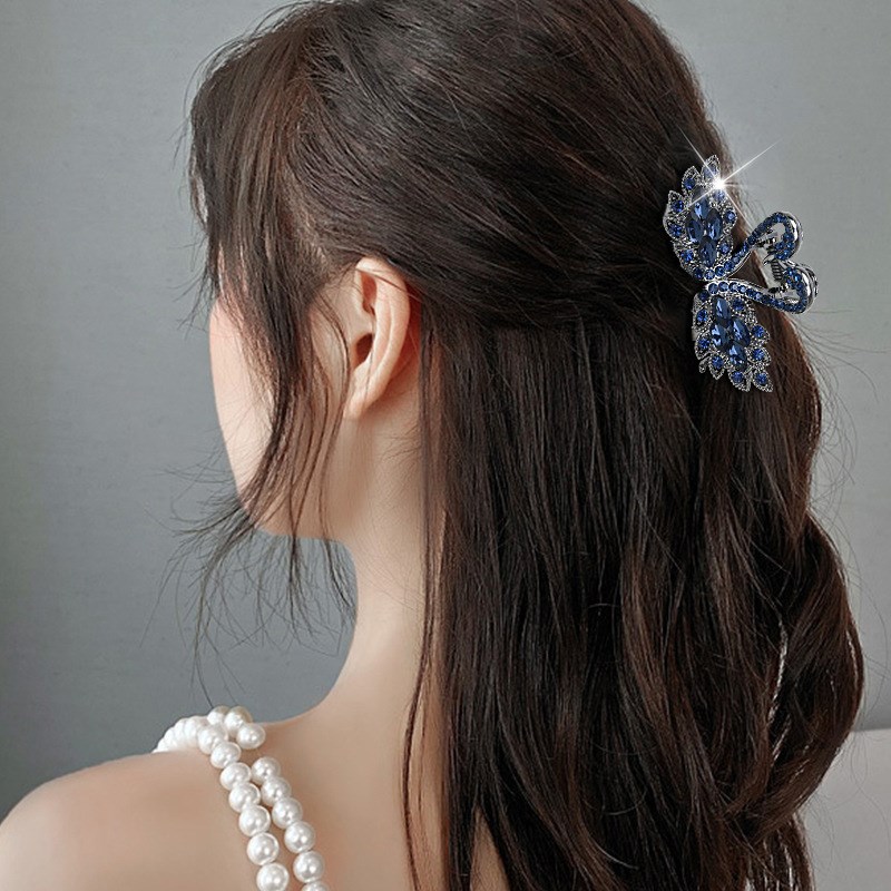 精致水钻刘海抓夹小号设计感小众后脑勺发夹半扎发女马尾抓夾