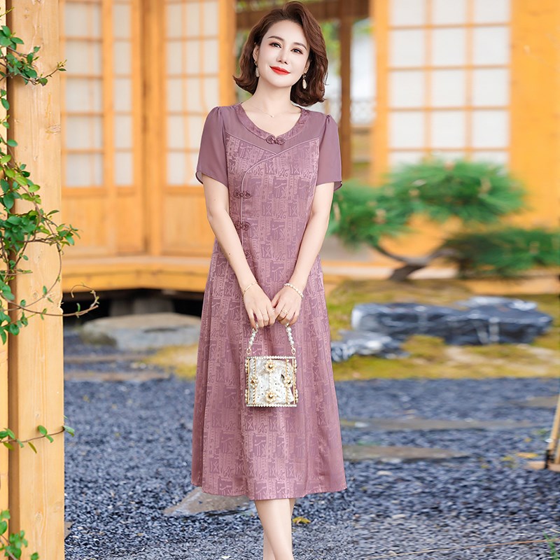 妈妈夏装连衣裙高贵40岁中年妇女长裙2024新款中老年女装气质裙子