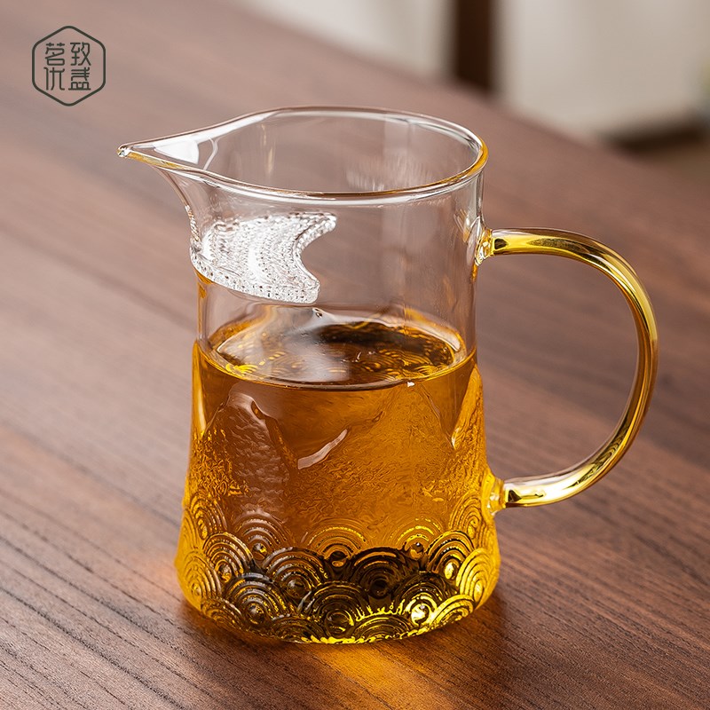 耐热加厚玻璃茶漏一体式月牙杯冲泡茶壶器具过滤泡绿茶专用公道杯