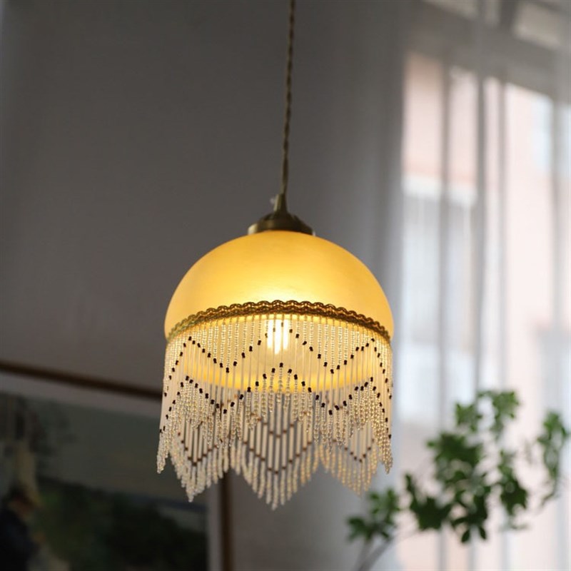 西洋古董法式玻璃流苏吊灯中古美式卧室床头飘窗阳台灯