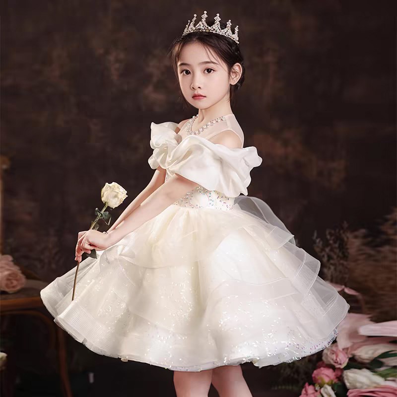 女童礼服小女孩生日公主裙洋气花童裙婚礼儿童主持钢琴演出服夏季