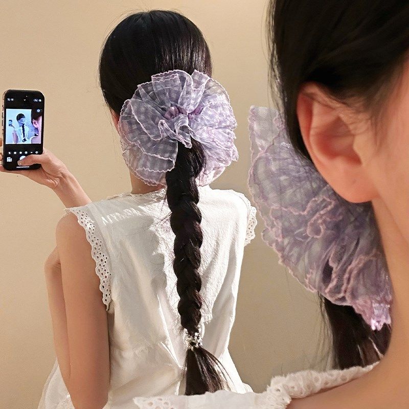 薄暮烬~紫色网纱格子大肠发圈女高级感慵懒风头饰扎头发超大发绳,饰品/流行首饰/时尚饰品新,发饰,淘宝优惠券,粉丝福利购,淘宝优惠卷