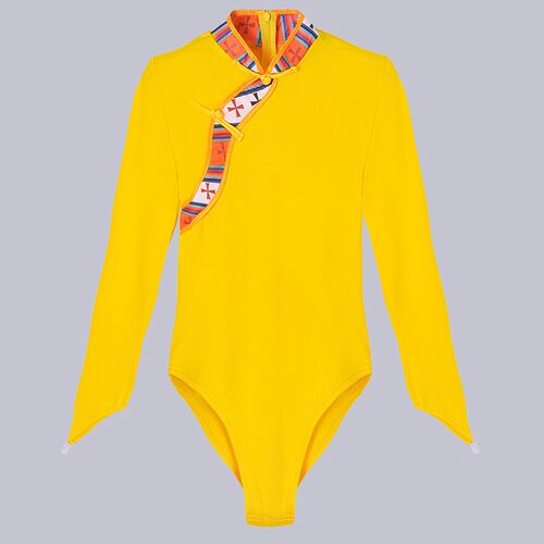 藏族服装女新款舞l蹈连体上衣民族舞蹈练功服新款藏族舞蹈演出服