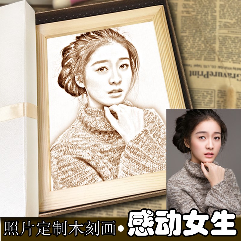 毕业生日礼物女生闺蜜特别三八妇女节创意diy实用照片定制木刻画