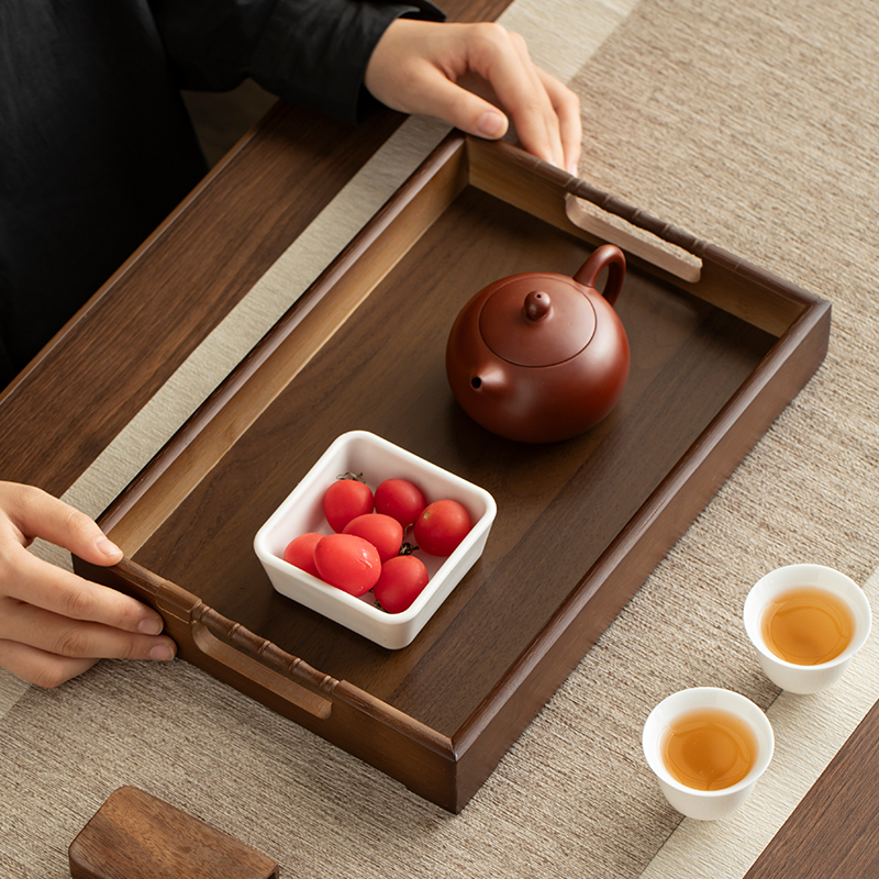 竹节款托 托盘茶盘家用客厅茶几收纳盘长方形茶点茶杯端茶盘咖啡