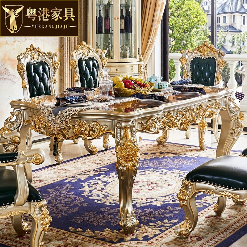 欧式大理石餐桌椅组合美式大小户型全实木长方形餐厅饭桌家用餐台,住宅家具,大理石餐桌,淘宝优惠券,粉丝福利购,淘宝优惠卷