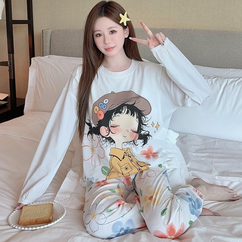 十月份月子服纯棉全棉吸汗产后产妇哺乳孕妇睡衣秋冬季哺乳家居服