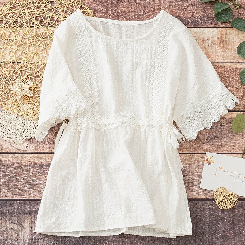 2024夏装时尚款孕妇上衣孕妇蕾丝款娃娃衫半袖夏季孕妇打底衫