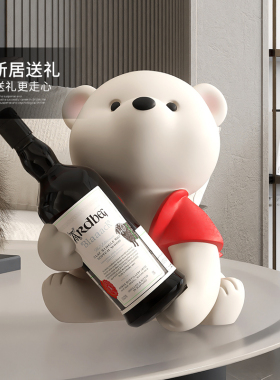 红色熊红酒架摆件新年礼物家居酒柜装饰品客厅开业乔迁新居礼品