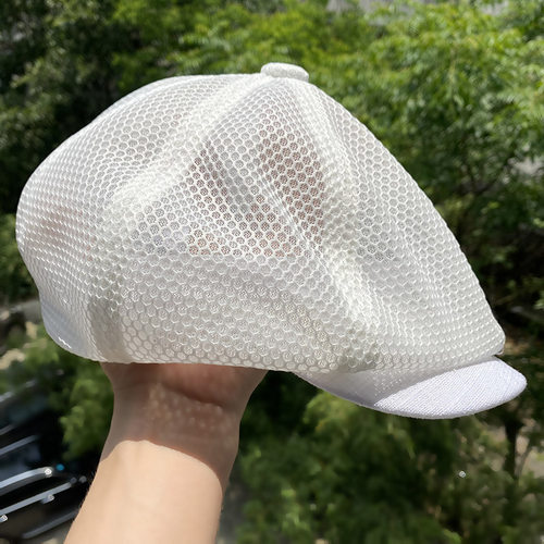 网面透气薄款八角帽男女夏季鸭舌网帽速干帽网状超轻薄画家报童帽
