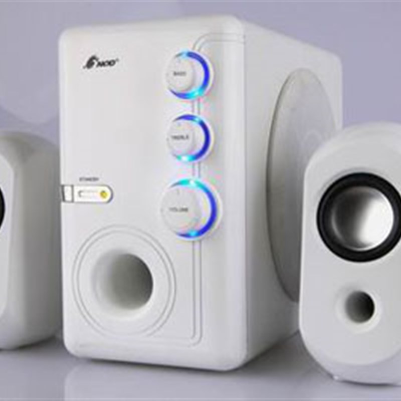 白色木质V-11音箱2.1音响白色有源低音炮桌面迷你巨炮电脑通用