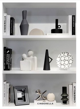 样板间现代家居摆件北欧软装饰品书柜创意工艺品相框组合ZH2384