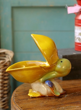 创意鹈鹕客厅酒柜房间卧室家居装饰品鞋柜摆设玄关钥匙收纳小摆件