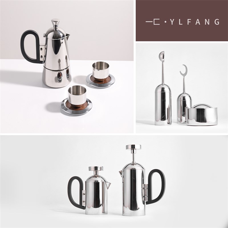 一匚不欧式不锈钢手冲手磨咖啡套装样板间法压壶奶锅咖啡罐托盘生