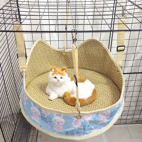 猫吊床夏季凉席宠物窝猫咪挂窝悬挂式猫窝不塌陷硬底吊窝秋千吊篮