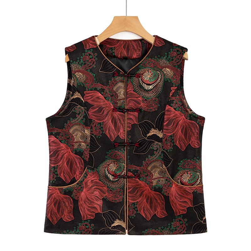 中老年人马甲女妈妈秋装新款新中式背心外穿洋气奶奶唐装春秋外套