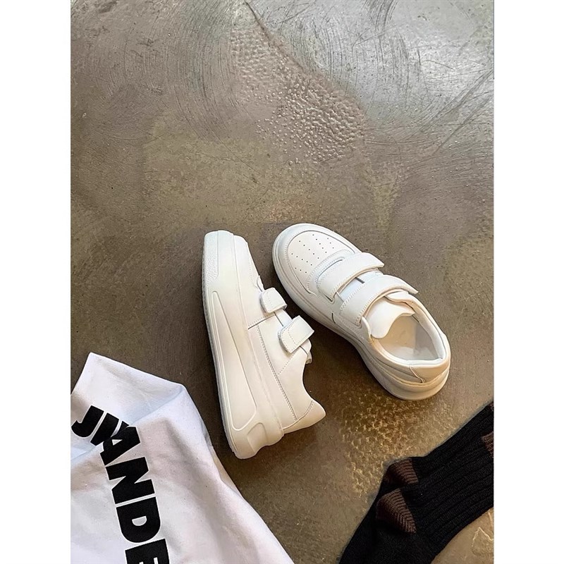 厚底版真皮魔术贴厚底增高小白鞋女松糕鞋子百搭休闲运动鞋板鞋
