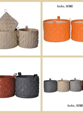 现代编织收纳篮筐置物篮样板房卧室展示厅家居收纳装饰摆件实用器