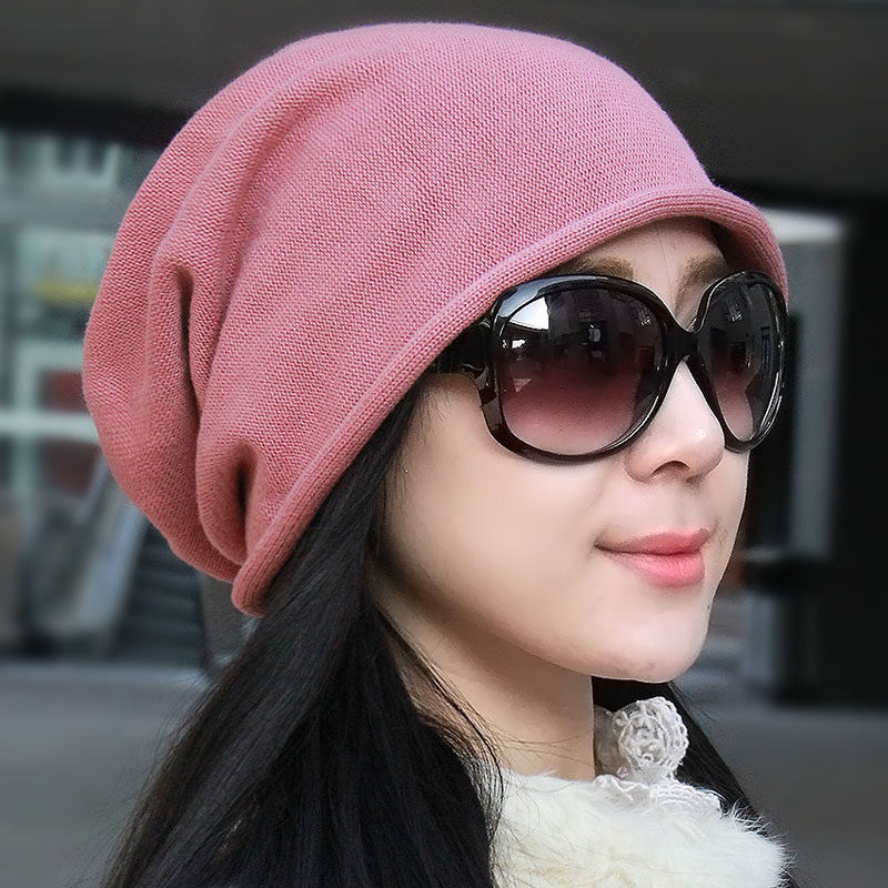 帽子女韩版秋冬季纯棉头巾帽毛线针织帽堆堆帽卷边月子帽时尚男帽