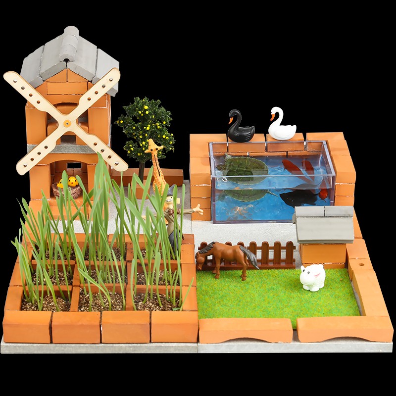 儿童小小泥瓦匠diy男孩生日礼物玩具手工砖头造砌墙起盖房子搭建