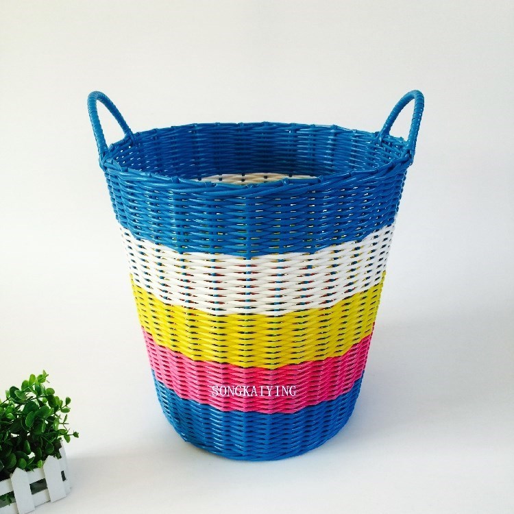 毛巾筐家用中式脏衣服篮洗衣酒店卫生间浴巾收纳筐布草框竹藤编。