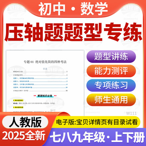 2025人教版初中数学压轴题题型培优专项练习七八九年级上下册电子版资料