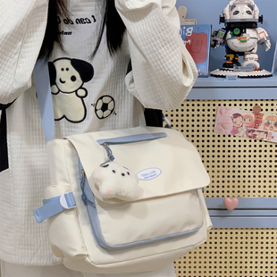 斜挎包包女款单肩包2025新款女生邮差帆布包学生补习上课通勤挎包