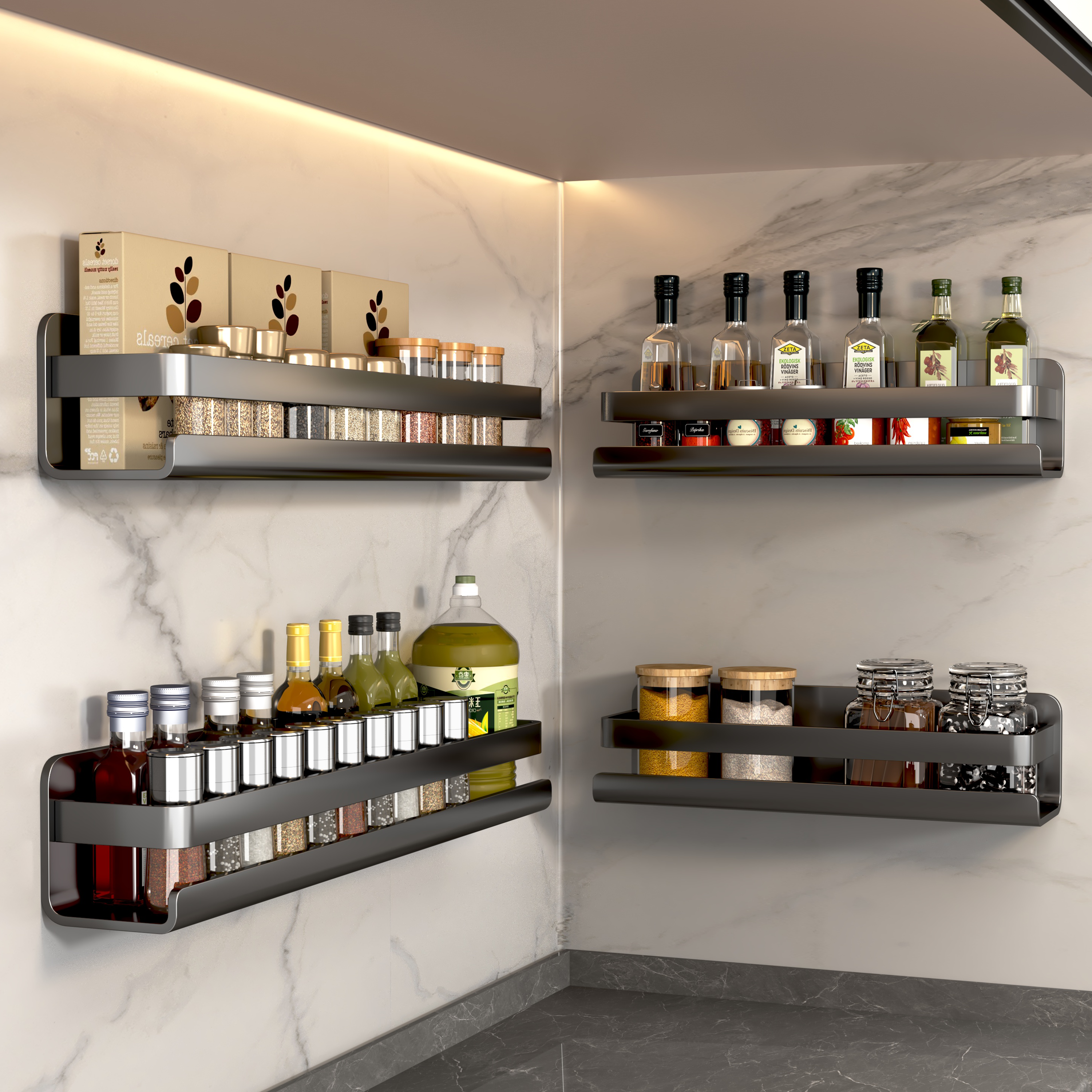 厨房调料品置物架壁挂式调味料放酱油醋的架子墙上调料品收纳架子