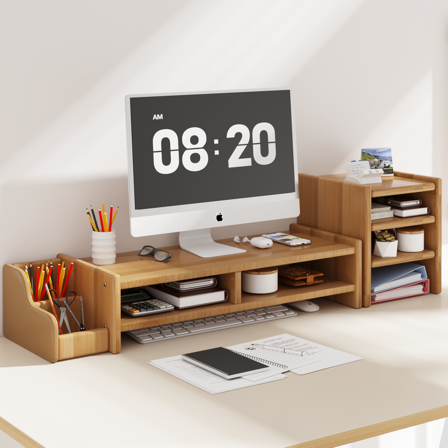 台式电脑增高架办公室工位显示器抬高架桌面显示屏改造置物垫高架