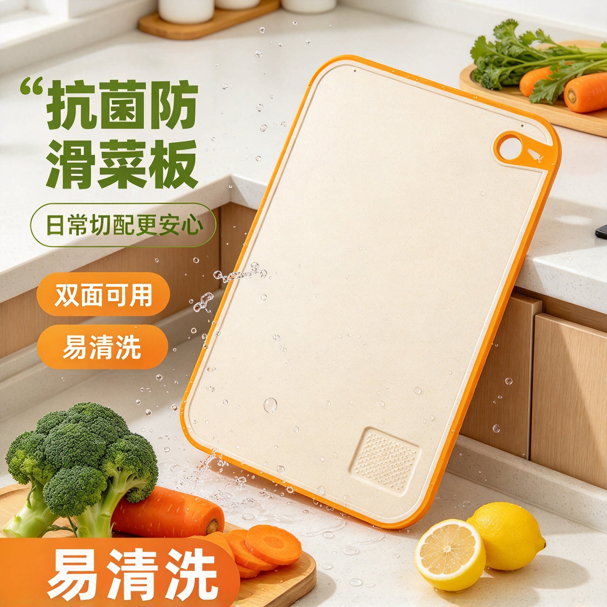 菜板家用双面切菜板厨房塑料案板切水果粘板套装刀板面板砧板