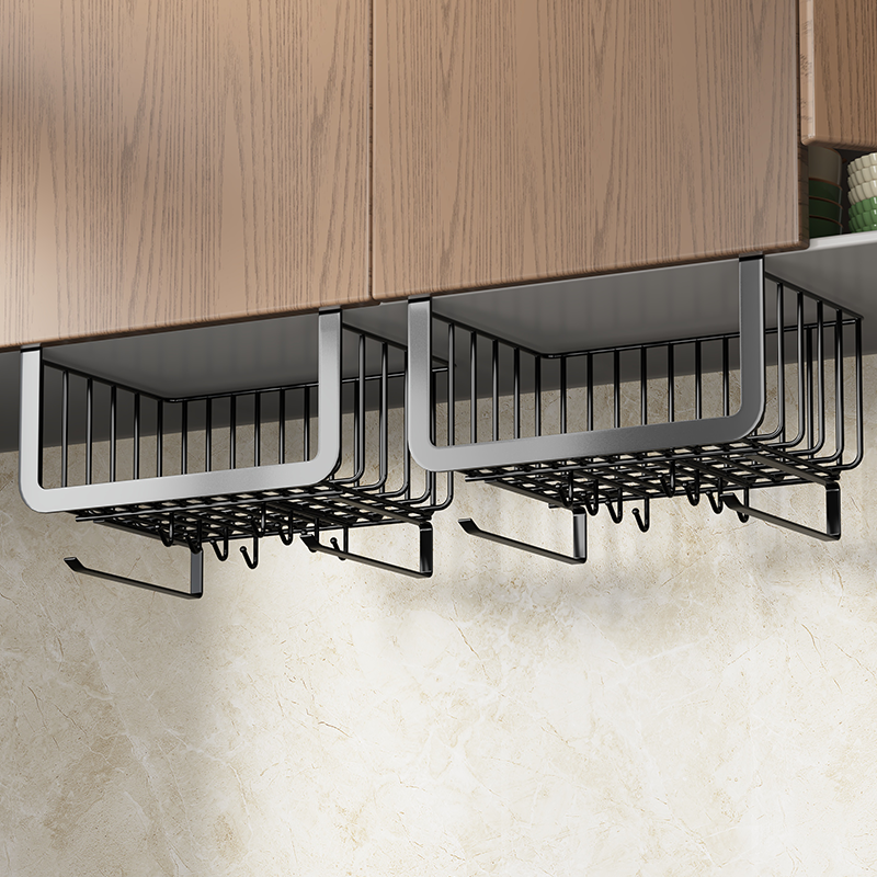 厨房橱柜下挂架置物架吊柜收纳挂蓝悬挂多功能铲子勺子挂钩架柜子