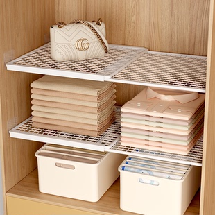 衣柜可伸缩分层置物架橱柜内衣物隔板分层架衣橱柜内空间利用神器