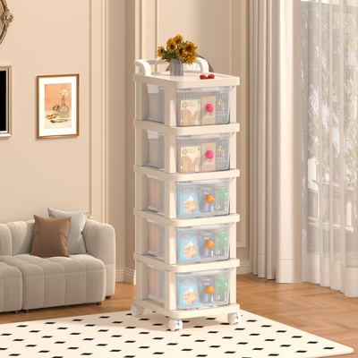 小推车置物架家用多层落地移动零食架客厅高颜值抽屉式杂物收纳架