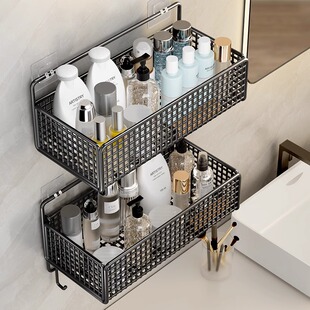 卫生间置物架免打孔壁挂墙上挂篮多功能厕所洗漱台浴室用品收纳架