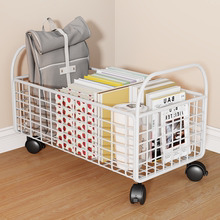 桌下书包置物架铁艺可移动书架落地收纳筐大容量桌面书本放置神器