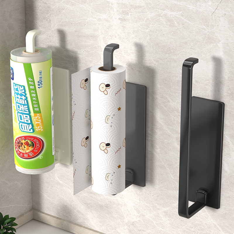 厨房纸巾架家用纸挂架保鲜膜卷纸收纳架壁挂式免打孔懒人抹布架子