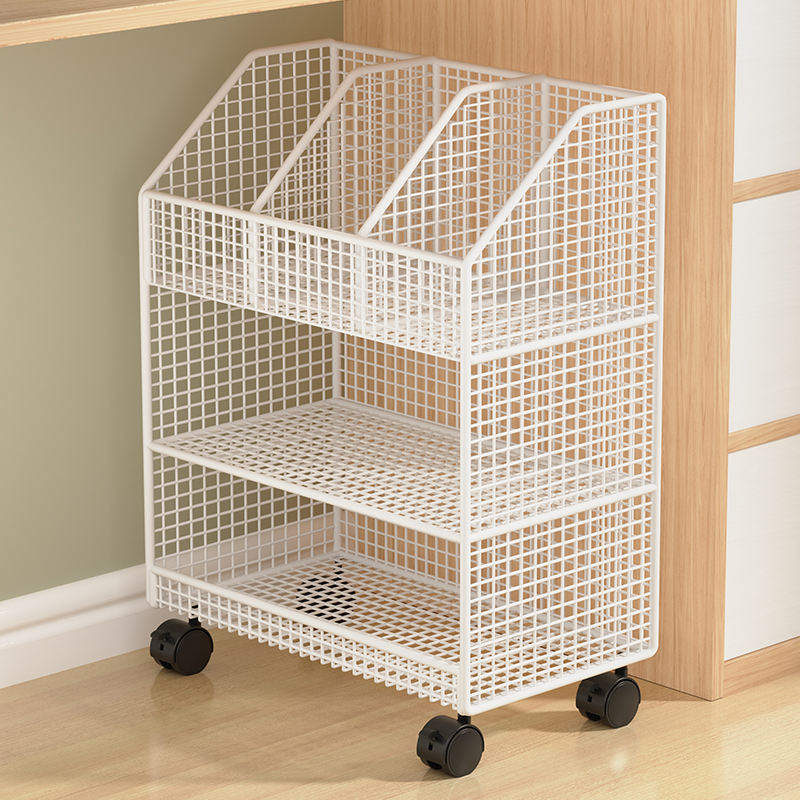 书架可移动落地置物架桌下大容量阳台简易儿童课桌边带轮书本收纳