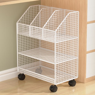 书架可移动落地置物架桌下大容量阳台简易儿童课桌边带轮书本收纳