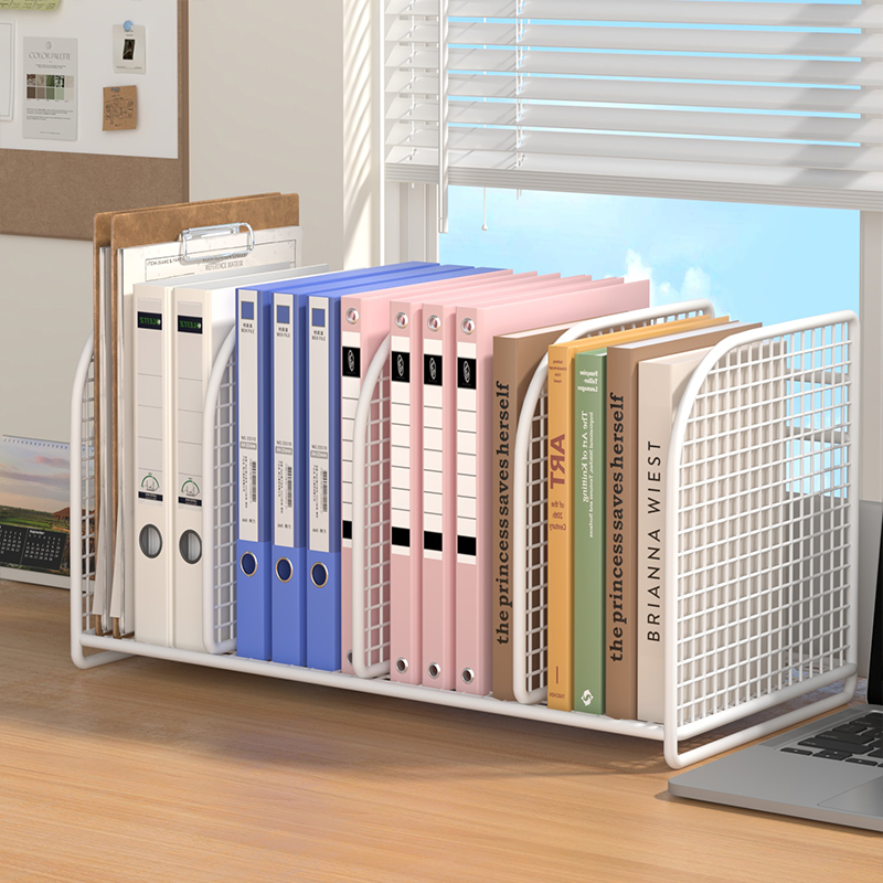 金属文件收纳架办公桌置物架文件夹收纳盒档案资料办公室用品大全书本收纳整理架多联文件框a4书架桌面书立架