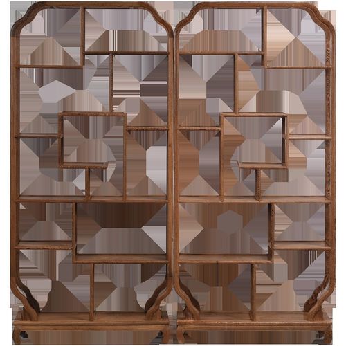 红木家具 鸡翅木博古架实木中式 隔断仿古多宝阁茶室古董架置物架