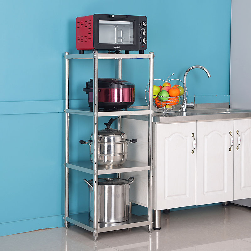 夹缝35宽40不锈钢厨房置物架4落地收纳多层方形放锅架3家用货架子