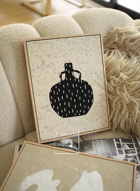 Wgallery盐天然麻图案鸟陶罐哑光帆布装饰画愈合Normcore卧室画