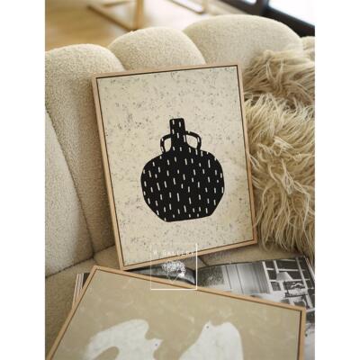 Wgallery盐天然麻图案鸟陶罐哑光帆布装饰画愈合Normcore卧室画