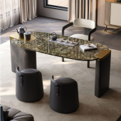 意式 轻奢天然大理石奢石茶桌椅组合家用别墅办公高端茶台2025新款