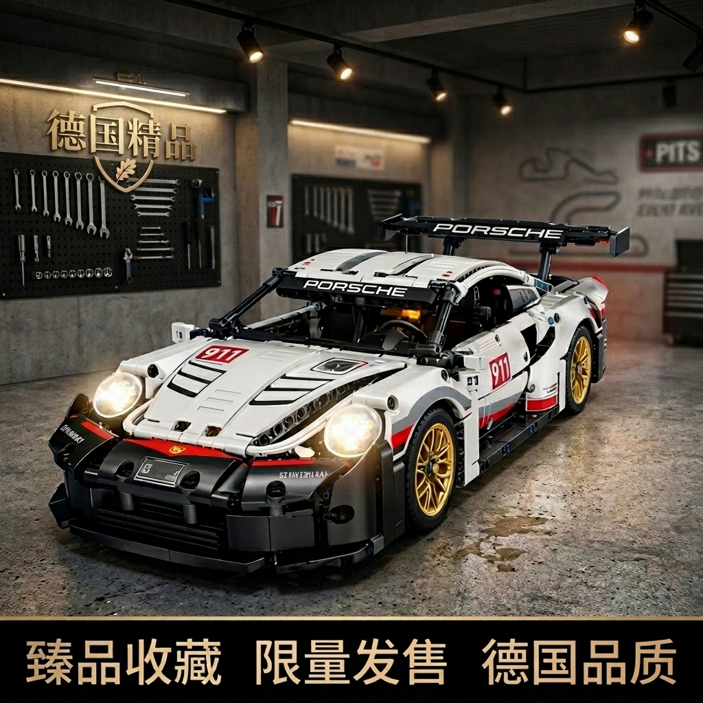 德国精品保时捷911GT3积木拼装模型遥控跑车汽车赛车男孩益智玩具