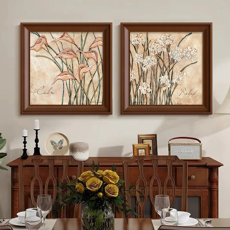 马蹄莲法式中古风玄关餐厅装饰画现代装饰画