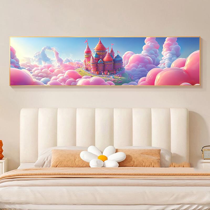 儿童房床头装饰画移动城堡女孩背景墙卧室卡通挂画女儿公主房壁画